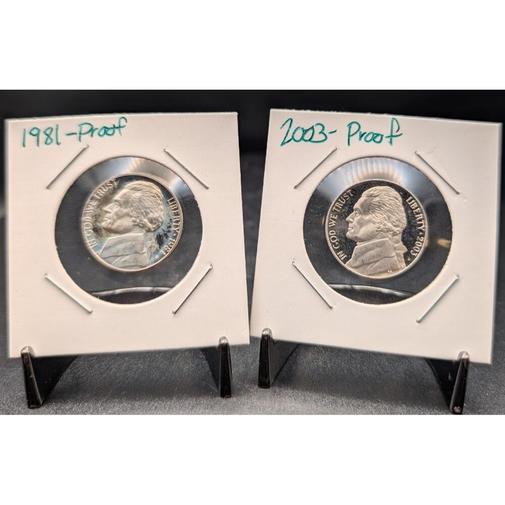 1981 & 2003 Jefferson Nickel Proof Lot • 2 Coins • 1981 Toned